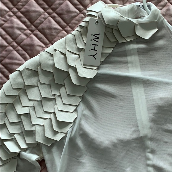 White mesh top with PU leather scales- super sexy - Picture 6 of 9